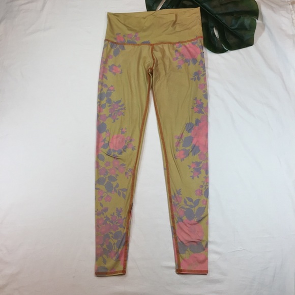 Teeki Floral Print Leggings - Yellow and Pink - Picture 1 of 6